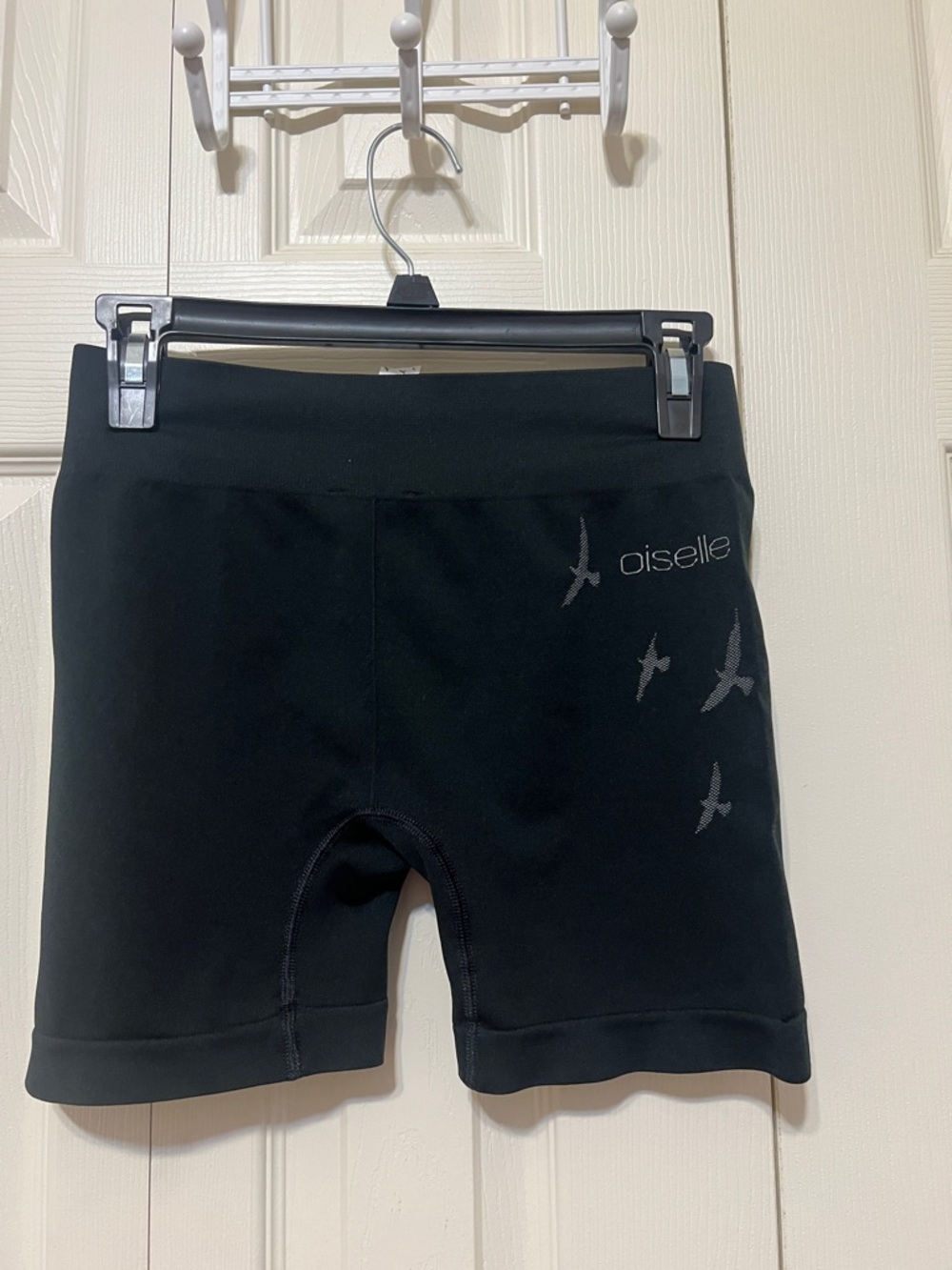 oiselle Black High-Waist Running Shorts with Reflective Bird Detail. Never worn